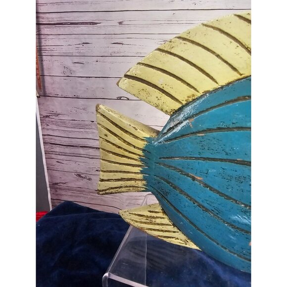 Wooden Handmade Fish Sculpture Home Decor Nautical‎ Beach Art Piece Rustic - Picture 9 of 12